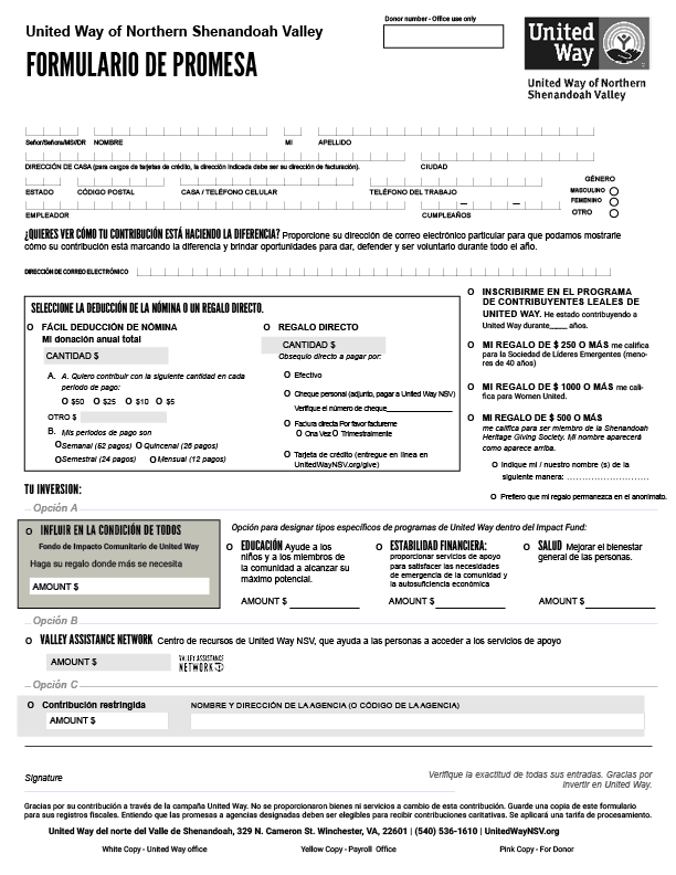 Spanish Pledge Form