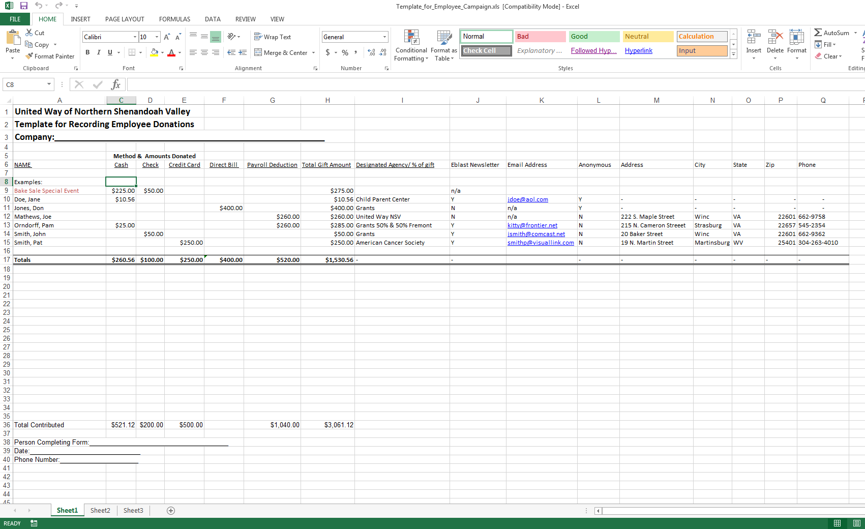 Donation Tracker Template